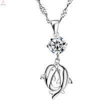 Dolphin Engraving Silver Crystal Pendant Necklace Factory